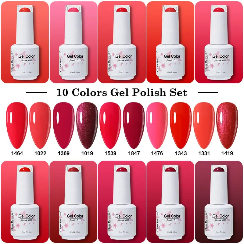 Clou Beaute 10/12/20/24pcs Gel Nail Polish Set Color 15ml White Glass Bottle Nail Art Kit Semi Permanent Gellack Nail Varnish
