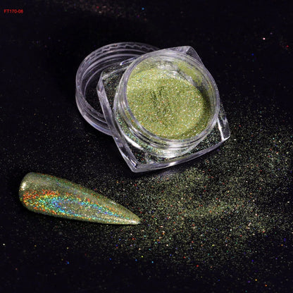 12Jars/set Holographic Glitter Nail Fine Powder 0.05mm Super Shinying Unicorn Rainbow Laser Powder DIY Mirror Manicure Powder