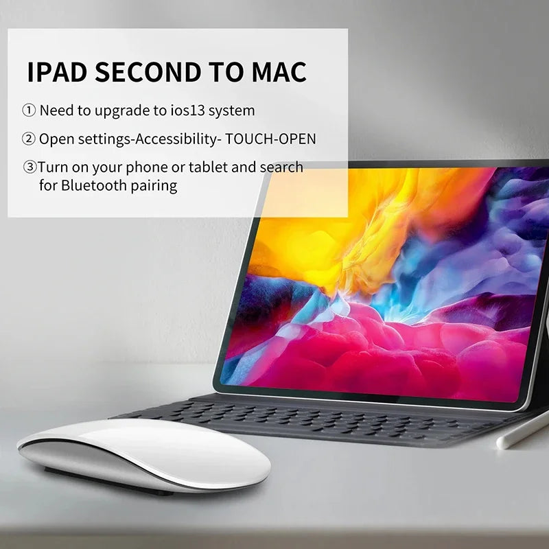 Lenovo Wireless Mouse Rechargeable Bluetooth 5.0 Silent Surface Touch Mice Ultra-thin Magic Mouse For Laptop Ipad Mac PC Macbook