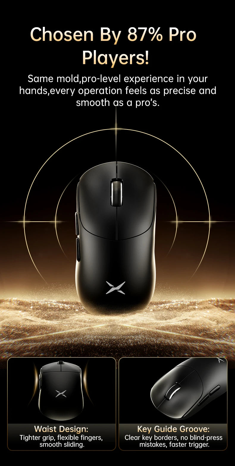 Delux M400 Wireless Gaming Mouse,24000DPI,1KHz Polling Rate,PAW3311,Tri-mode 500mAh Rechargable Mice for All Hands PC Gamer