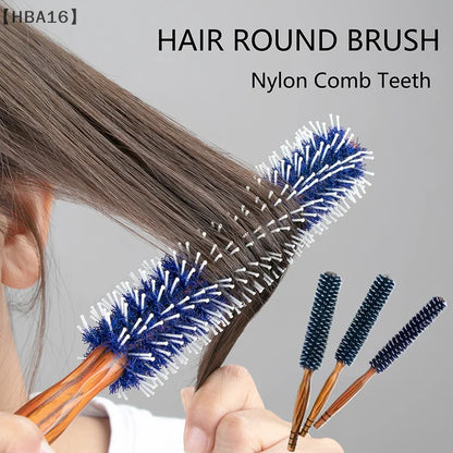 Wood Handle Round Rolling Brush Boar Bristle Nylon Hair Comb Anti Static Brush Straight Twill Hair Comb Hairdressing Tool