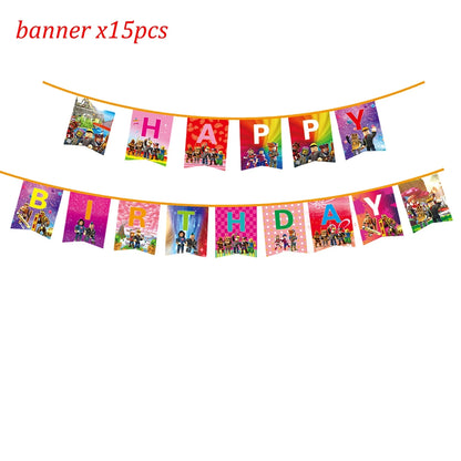 Roblox Boy Kids Set Birthday Party Decorations Tableware Tablecloth Cup Plate Napkin Bags Baby Shower Roblox Party Favor Kits
