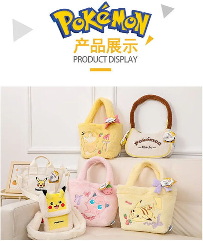 Pokemon Pikachu Plush Handbag Cute Crossbody Backpack Clefairy Storage Gift Bag Stuffed Doll Style Portable Daily Use