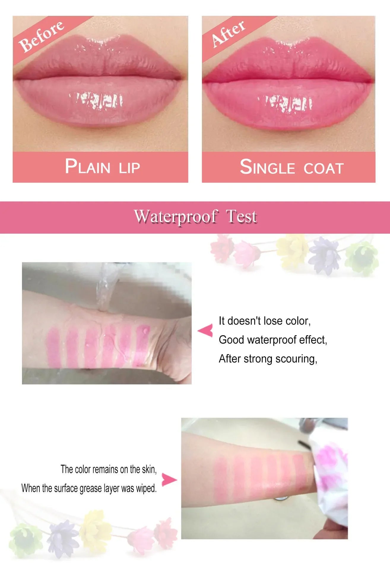 6pcs Make Up Lipstick Set Dry Flower Jelly Crystal Clear Long Lasting Moisturizing Lips Color Change Pink Lip Gloss Cosmetics