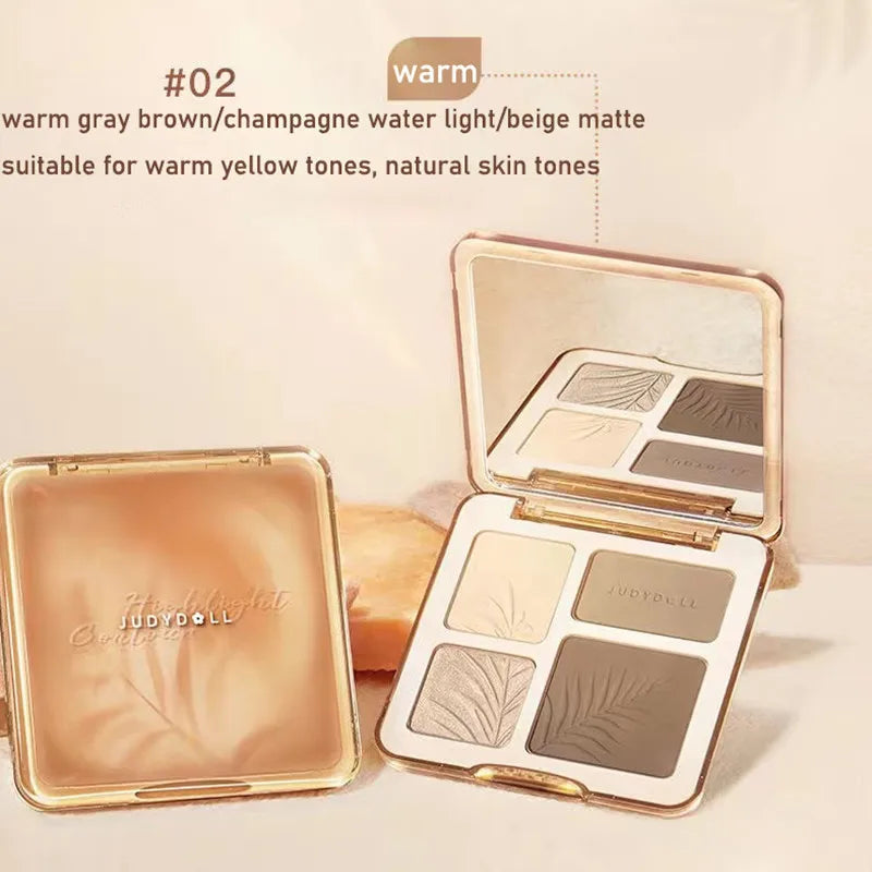 Judydoll Facial Highlighter Makeup Palette Face Matte Shadow Lasting Glow Brighten Contour Shimmer Powder 3D Nose Cosmetic