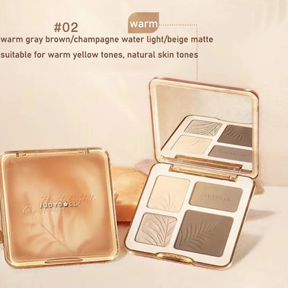 Judydoll Facial Highlighter Makeup Palette Face Matte Shadow Lasting Glow Brighten Contour Shimmer Powder 3D Nose Cosmetic