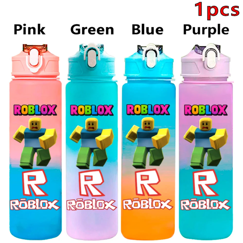 750ml Roblox Cartoon Large Capacity Gradient Color Straw Bottle Camping Drinking Tools Student Game Periphery Plastic Sports Cup