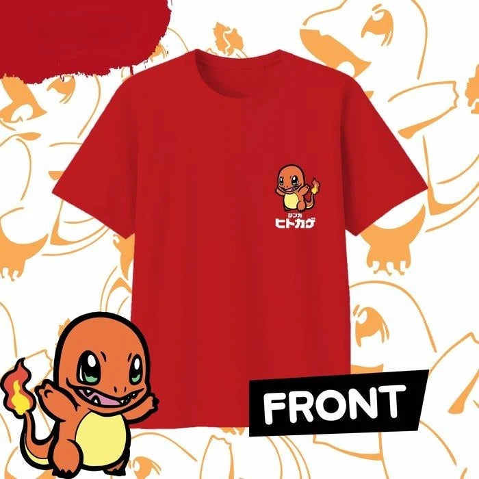 2025 Summer Pokémon Anime CHARMANDER 100% Pure Cotton Printed T-shirt Men Y2K Harajuku Loose Casual Versatile Short-sleeved Top