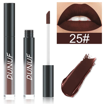 DUNUF 32 Color Matte Liquid Lipstick: Bold Pigment Non-Stick Lip Glaze