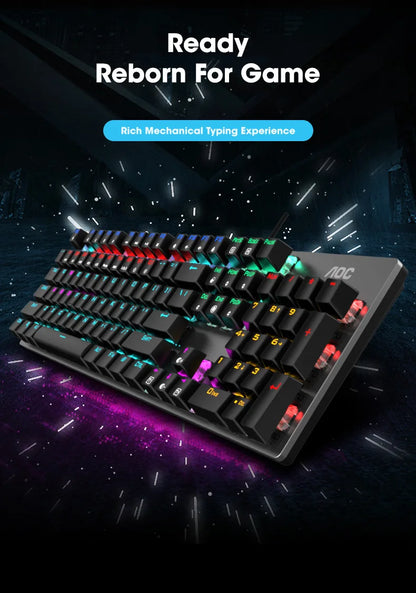 GK410 Professional Mechanical Keyboard: Metal Panel & RGB Backlit Gaming Edition