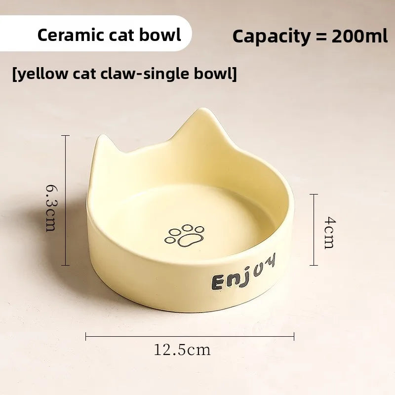Cat Bowl Black Ceramic Dog Bowl Black Bowl Cat Food Bowl Dog Bowl Dog Drinking WaterCatFood Bowl Pet Water Bowl Anti-overturning