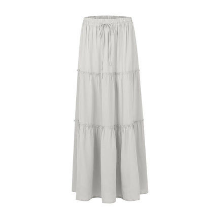 Women’s Boho Maxi Skirt: High-Waisted A-Line Tiered Long Skirt