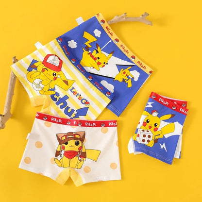 4pcs Pokemon Boys Boxer Underpants Cotton Anime U Pouch Bulge Underwear Cartoon Shorts Kids Cute Breathable Boxer Pants 2-12Y