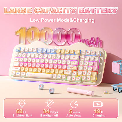 YUNZII C98 Wireless Mechanical Keyboard, 99-Key Hot Swap Gasket Keyboard with Numpad, Custom RGB Backlight,Cute Keeb for Win/Mac