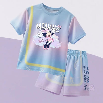 Summer Girls Casial Outfits Breathable Kids Running Shorts Sets Children's O Neck T Shirt Shorts Two Piece Outdoor Sport Clothes