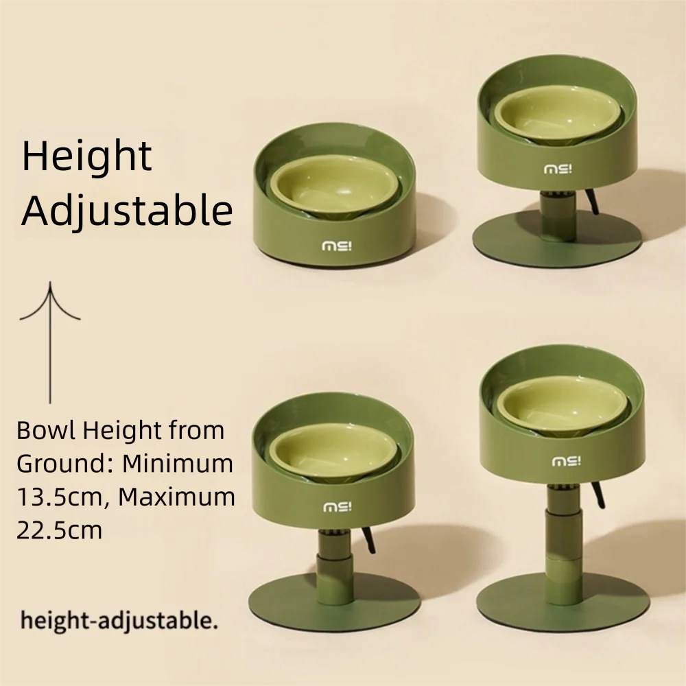Cat Food Bowl Adjustable Cat Ceramic Bowl Non-Slip Flower Shaped Pet Water Bowl Neck Protection Anti Vomiting Bowl Pet Supplies