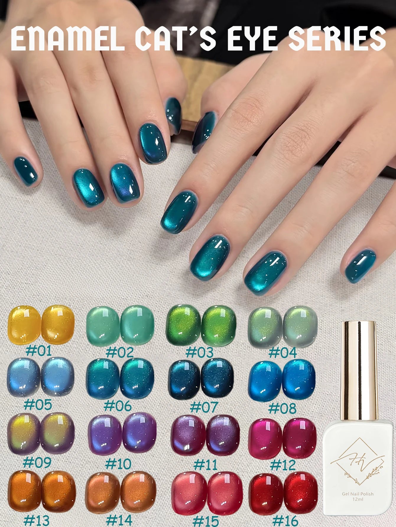 ZH Super Bright 12 Constellations Cat Eye Gel Nail Polish 2025 New Autumn Winter Whitening Glass Bead Nail Art Nail Supplies