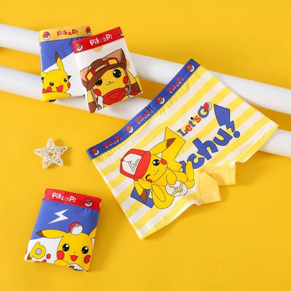 4pcs Pokemon Boys Boxer Underpants Cotton Anime U Pouch Bulge Underwear Cartoon Shorts Kids Cute Breathable Boxer Pants 2-12Y