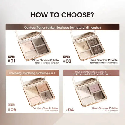 Judydoll Contour Palette, 2 In 1 Face Highlight Contour Palette, Shades with Highlighter Makeup, Non-greasy, Lasting Sparkling