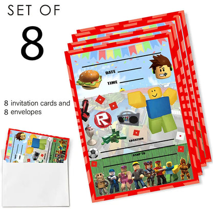 Roblox Birthday Party Invitation Cards (8pcs)