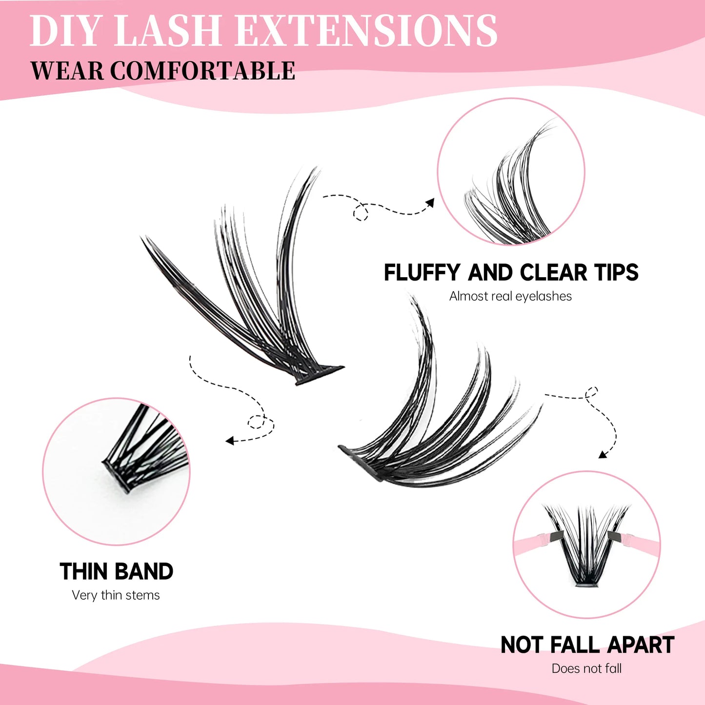 Eyelashes 200 PCS Clusters Lash Bond and Seal Makeup tools DIY Lashes Extension kit for gluing Lashes Gluing Glue Accessories