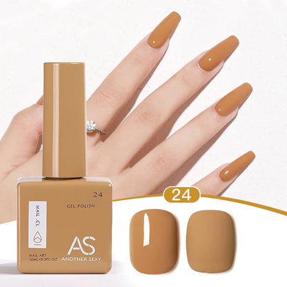 AS 1pc 15ml Bright Yellow Gel Nail Polish Starter Pure Soak Off No Wipe Nail Gel Polish Varnish Suitable For All Seasons