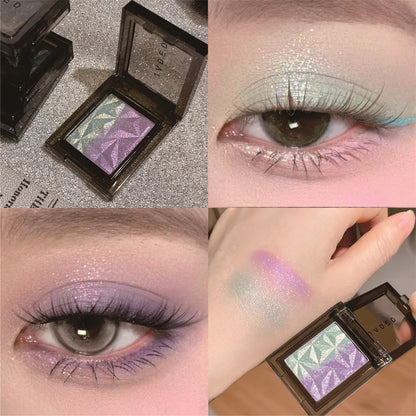 Chameleon Gradient Eyeshadow Palette Glitter Smokey Silver Blue Highlighter Metallic Pearlescent Eyes Makeup Lasting Brightening