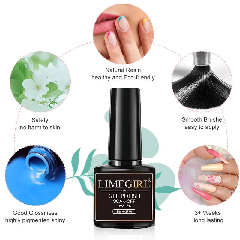 LIMEGIRL 24PCS Gel Nail Polish kit with Nail Art Diamond Powder UV  Soak Base Coat Gel for Nail Art DIY Design Gel Varnish Kit