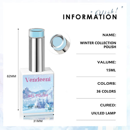 Vendeeni 36 Colors/Set High Pigment Winter Cyan Blue Gel Nail Polish TPO HEMA FREE Brown Purple UV LED Gel Varnish With Display