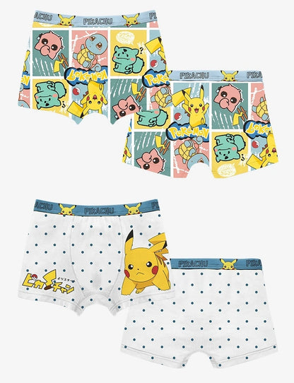 4-Piece Set Pikachu Boys' Underwear Pure Cotton Children'S Flat Corner Pants Summer Thin Spring Cartoon Cute Shorts