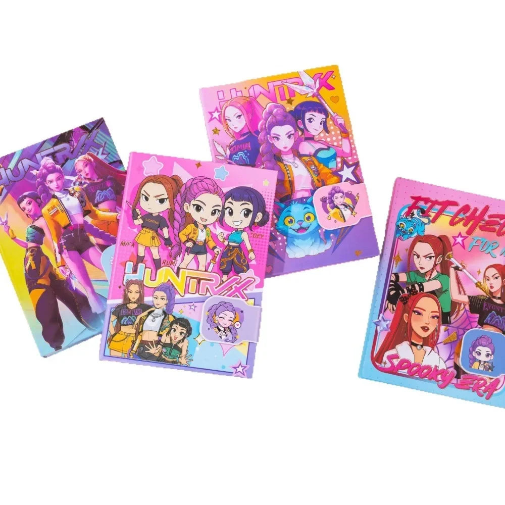 4PCS 32K Korean Style Journal Notebook, Anime Girl Group Magnetic Buckle Diary, Colorful Durable Student Stationery