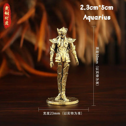 Golden Gold Saints Mini Figures Set Brass Style Anime Collectible Statues Luxury Desk Decor Gift for Anime Fans