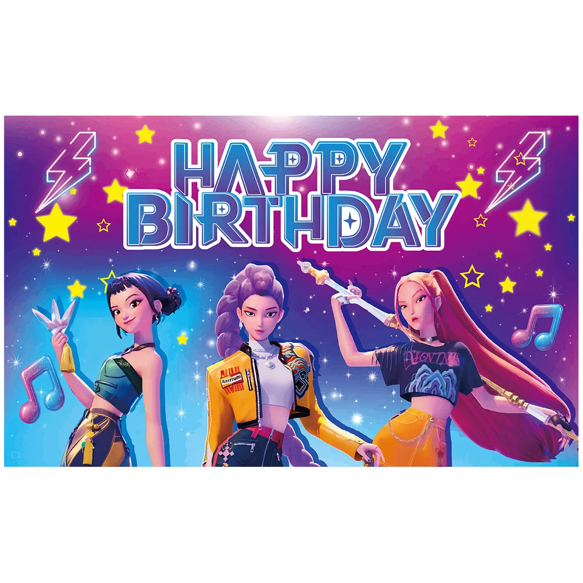 K-Pop Hunters "Starry Night" Deluxe Party Kit: Giant Backdrop, Banner & Balloon Set