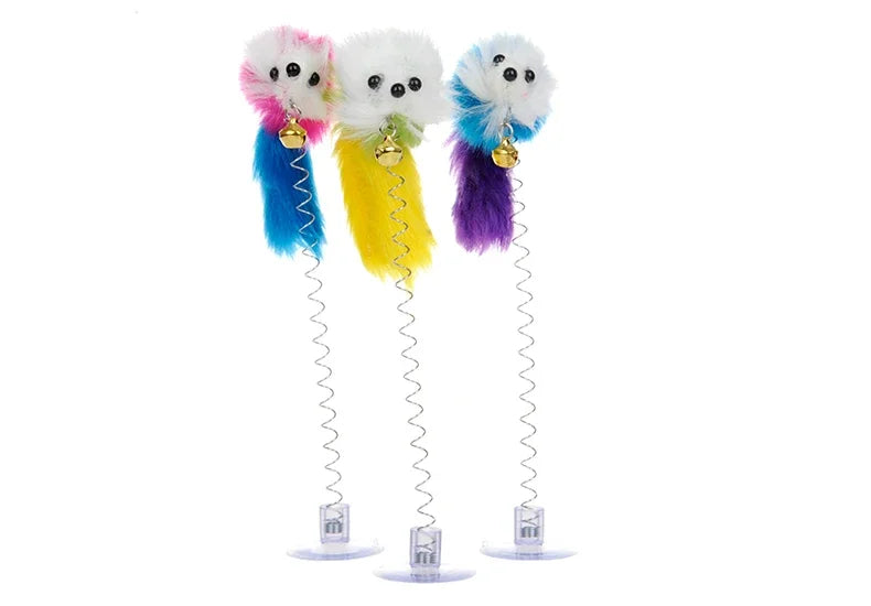 Cartoon Pet Cat Toy Stick Feather Rod Mouse Toy With Mini Bell Cat Catcher Teaser Interactive Cat Toy