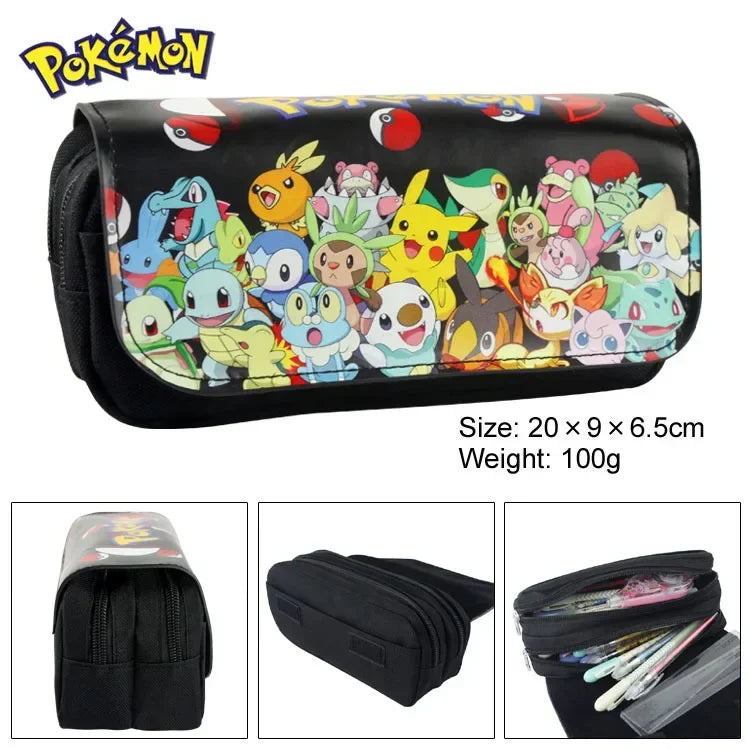 New Kawaii Pokemon Pencil Cases School Cartoon Pikachu Black Pen Bag School Supplies Stationery Bag Perfect Gifts for Students