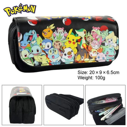 New Kawaii Pokemon Pencil Cases School Cartoon Pikachu Black Pen Bag School Supplies Stationery Bag Perfect Gifts for Students