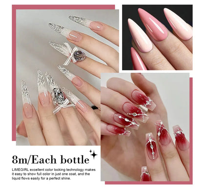 Limegirl Gel Nail Kit with Nail Lamp, 8ml Morandi Set, Base/Top/Matte, 30 Days Wear, UV/LED for Home & Salon