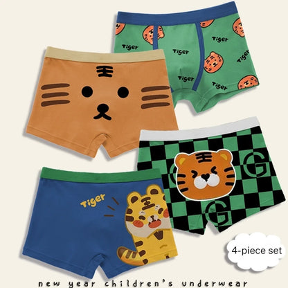 4-Piece Set Pikachu Boys' Underwear Pure Cotton Children'S Flat Corner Pants Summer Thin Spring Cartoon Cute Shorts