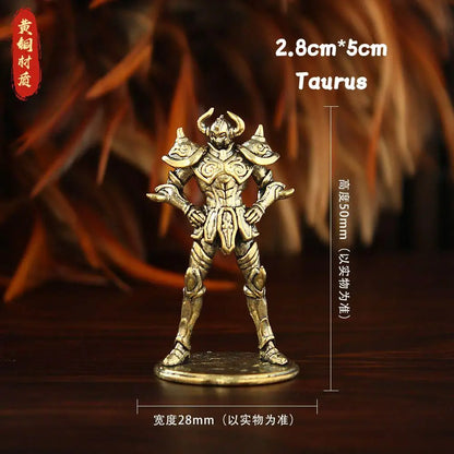 Golden Gold Saints Mini Figures Set Brass Style Anime Collectible Statues Luxury Desk Decor Gift for Anime Fans