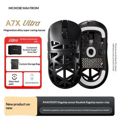 MCHOSE A7X Ultra Magnesium Alloy Wireless Mouse Game E-sports Bluetooth third mock examination PAW3950TI Lightweight
