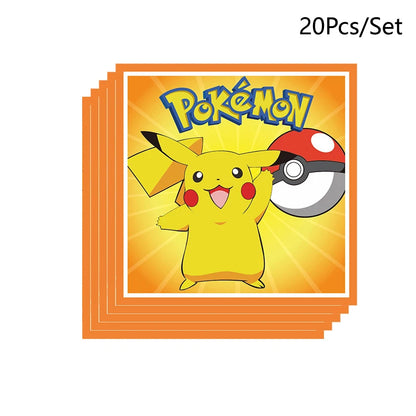 Pokemon Birthday Party Decorations Pikachu Cups Plate Disposable Tableware Napkin Kids Party Supplies Gifts