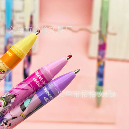 NEW Anime Girls  0.5mm Erasable Gel Pen - Refillable & Retractable Black Ink Friction Pen for School Office Supplies
