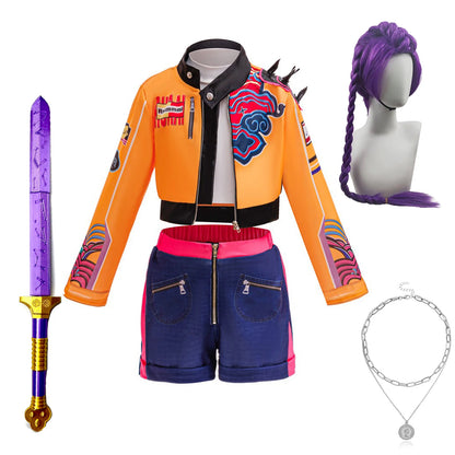 rumi costume kids kpop Singer Cosplay Girls Dress for Birthday Party Halloween Carnival