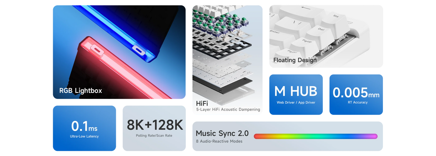 MCHOSE ACE 68 Air Magnetic Switch Gaming Keyboard Hall Effect Rapid Trigger Programmable RGB 8K Hz DKS/MT/TGL/RS/SOCD Keyboard