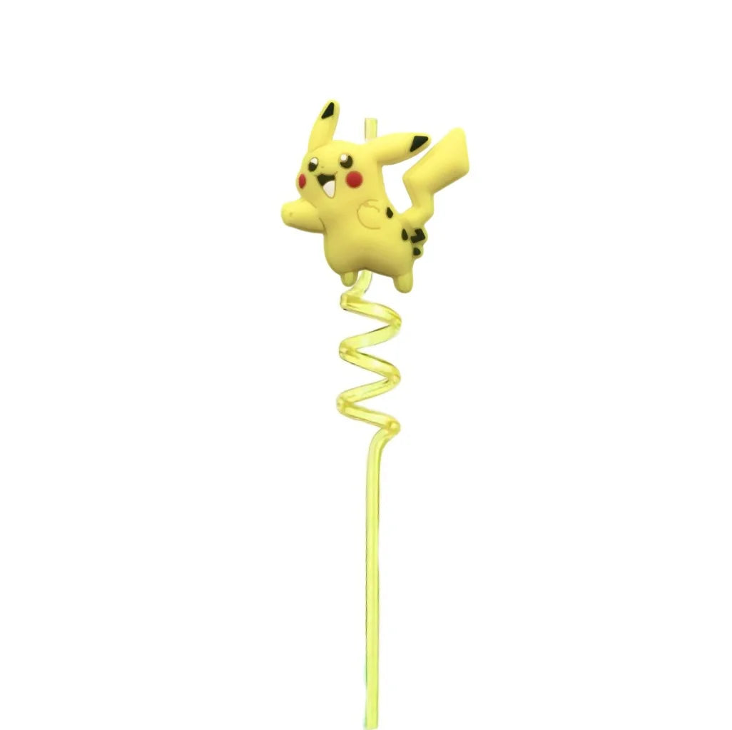 FUNISM Pikachu series cartoon creative spiral straws decorate party reusable colorful straws