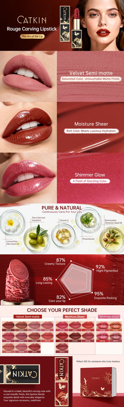 CATKIN Makeup Velvet Matte Lipstick, Hydrating Satin Long Lasting lipstick with Smooth and Creamy Texture