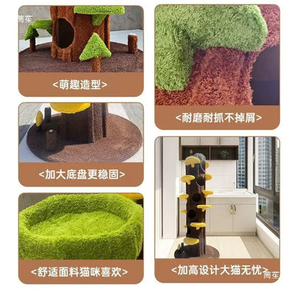 Cat Climbing Frame & Towering Tree/large Tree Jumping Platform/ Cat solid Wood Villa Tree Hole Three Size
