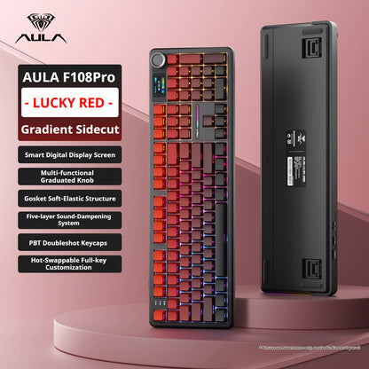 AULA F108 PRO/F108 Mechanical Keyboard Custom 100% Layout RGB Backlight Wireless Bluetooth Hifi Switch Gaming Keyboard