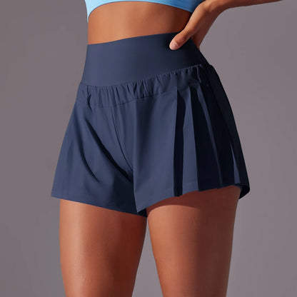 Women Gym Running Shorts Double Deck Quick Dry Gym Sport Shorts Fitness Jogging Workout Shorts With Pocket Sports Tight Short