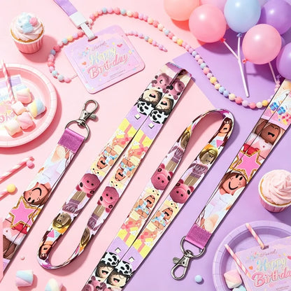 Roblox Girl Lanyard Cartoon Pattern for Reusable Events Festival Celebrations Decorative Style Birthday Party Gift Supply Set
